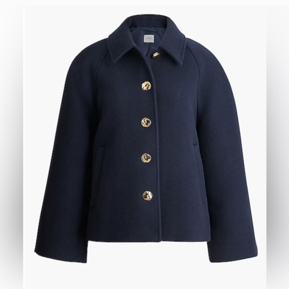 NWT J.Crew Factory Women's Cropped wool-blend swing coat Sz M $298